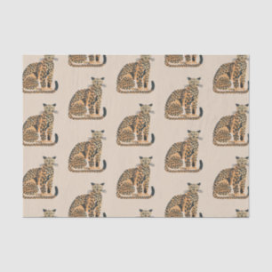 Papel De Seda Aniversário do Animal Leopardo Dourado Creme