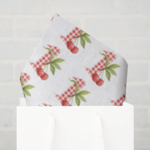 Papel De Seda Aniversário do Bebê com Xadrez Vermelho e Cereja