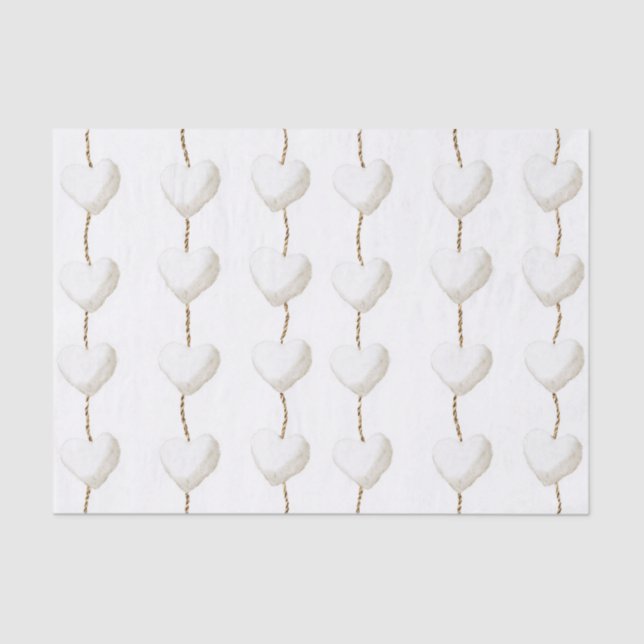 Papel De Seda Aniversário do Dourado Coração Branco (Frente )