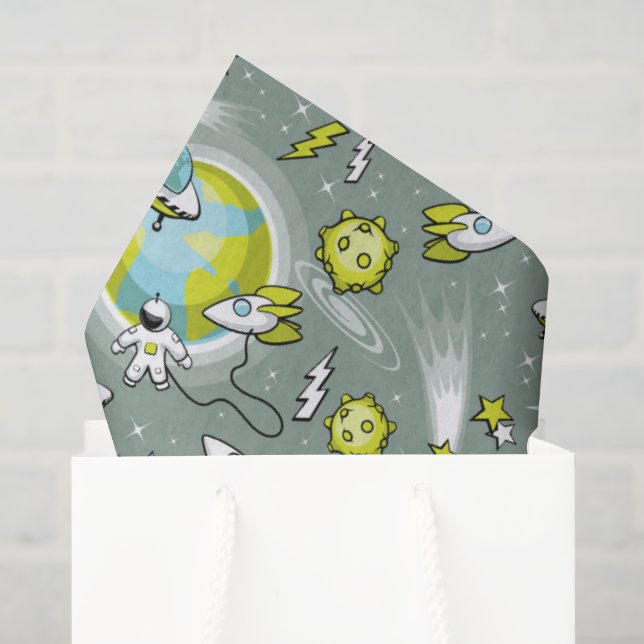Papel De Seda Aniversário do Explorador Espacial (Sacola de presentes)