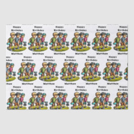 Papel De Seda Aniversário do garoto de golfe de disco personaliz