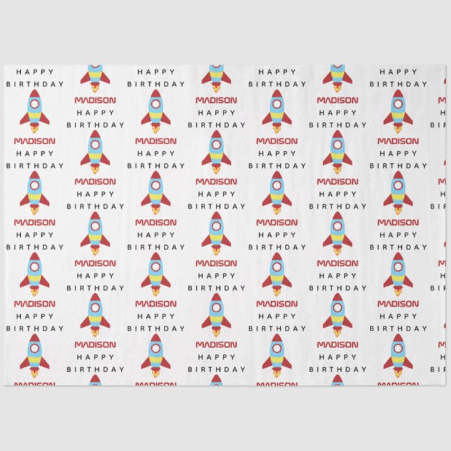 Papel De Seda Aniversário do Nome Personalizado de Lançamento do (Frente )