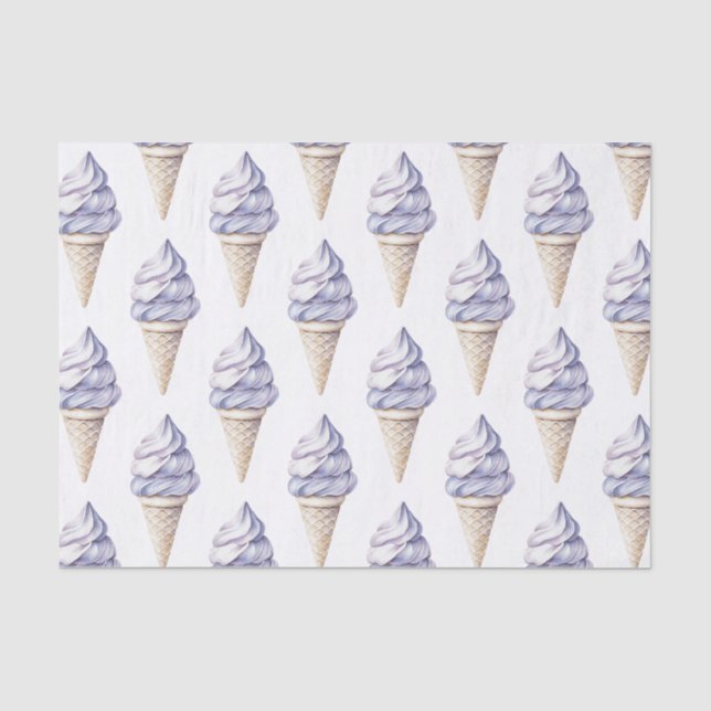 Papel De Seda Aniversário do Sorvete Roxo da lavanda (Frente )