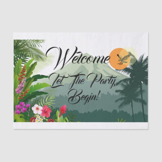 Papel De Seda Aniversário do Sunset da Montanha e Floresta (Frente )