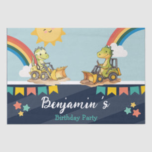 Papel De Seda Aniversário do trator do escavador de dinossauro b