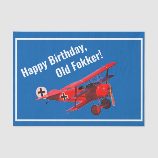 Papel De Seda "Aniversário engraçado do Triplane do Fokker (Frente )