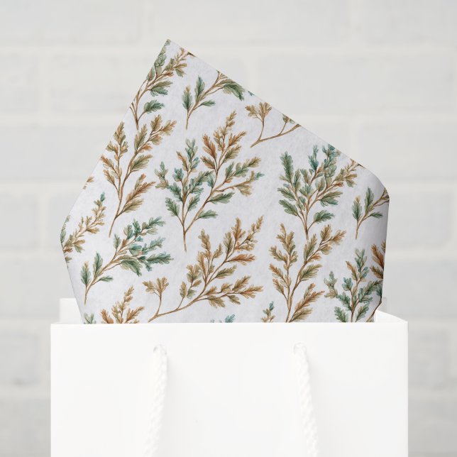 Papel De Seda Aniversário Folhas Marrons Verdes (Sacola de presentes)