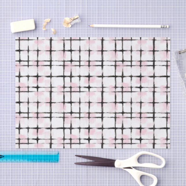 Papel De Seda Aniversário Listras Pretas Rosa (Arte )