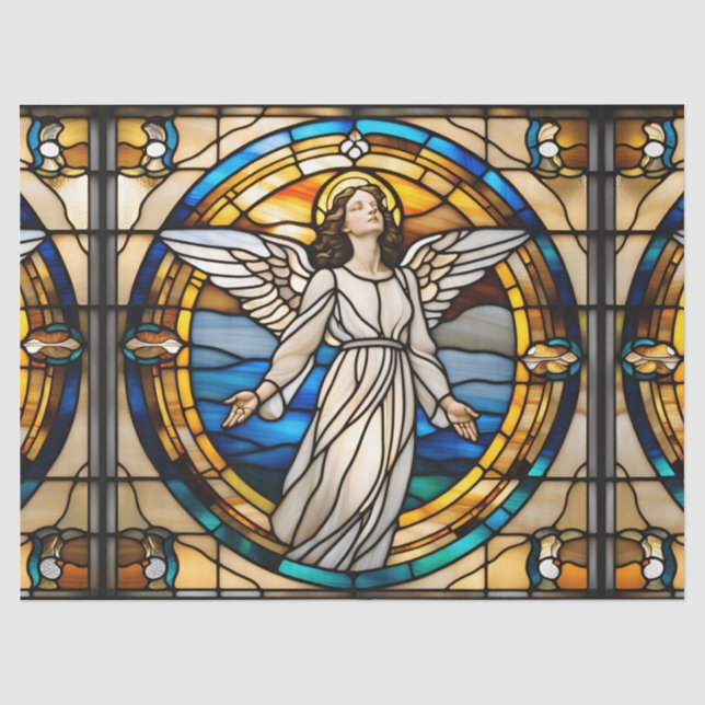 Papel De Seda Anjo Celestial de Vidro Manchado Falso para Decoup (Frente )