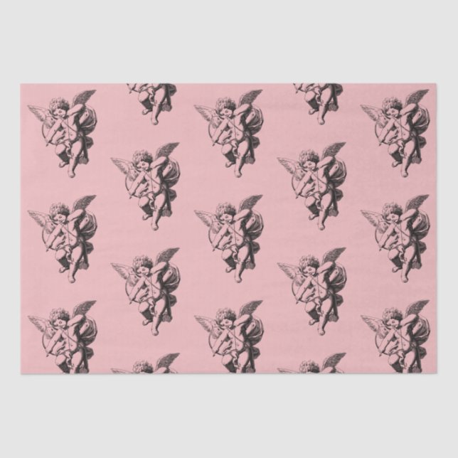 Papel De Seda Anjo Cupido Cúpido Cúpula Rosa (Frente )