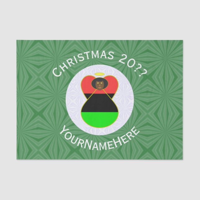 Papel De Seda Anjo de Natal da América Africana Personalizado (Frente )