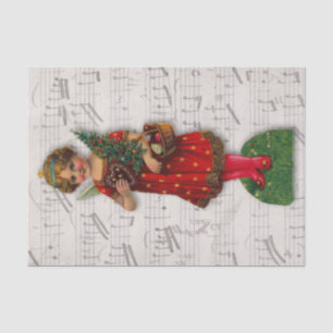 Papel De Seda Anjo de Natal Vintage Garota Vitoriana Grande