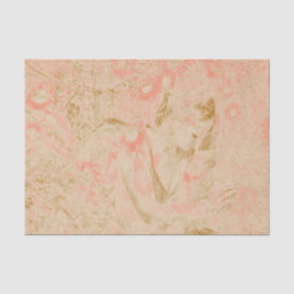 Papel De Seda Anjo Elegante Sepia Floral Rosa