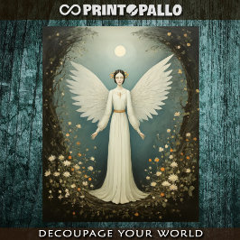 Papel De Seda Anjo estilizado de 1920 com flores