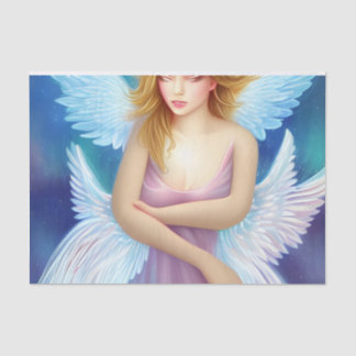 Papel De Seda Anjo Fantasia Rosa e Azul Decoupage