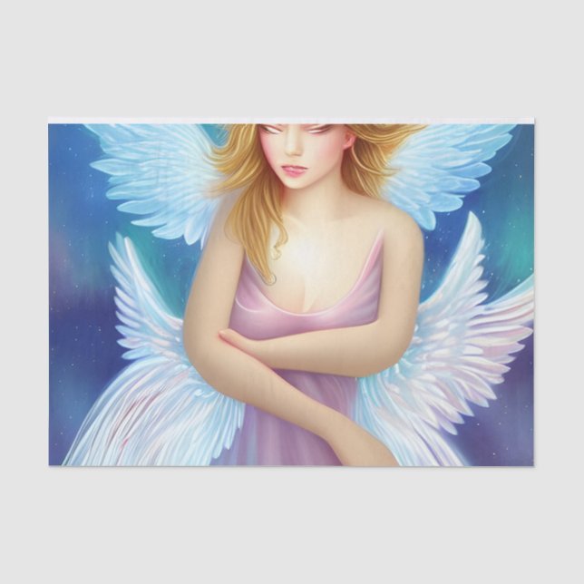 Papel De Seda Anjo Fantasia Rosa e Azul Decoupage (Frente )