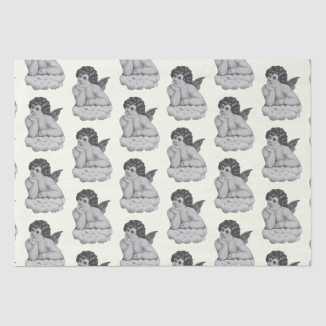 Papel De Seda Anjo Negro de Cherub, branco, bonito e venenoso (Frente )