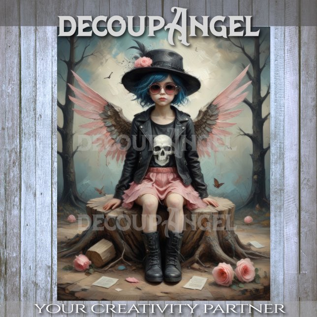 Papel De Seda Anjo Rebelde Rosa Decoupage (Criador carregado)