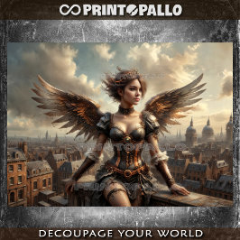 Papel De Seda Anjo Steampunk em paisagem vitoriana