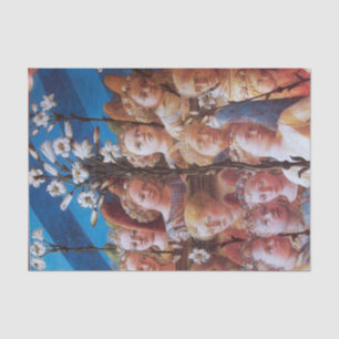 PAPEL DE SEDA ANJOS COM LÍRIOS BRANCOS