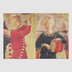 Papel De Seda ANJOS DE FAZER MÚSICO NO Natal VERMELHO E DOURADO