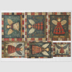 Papel De Seda Anjos de Natal Folkart primitivos