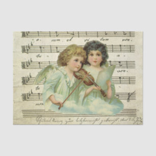 Papel De Seda Anjos Violinistas Vitorianos e Partituras