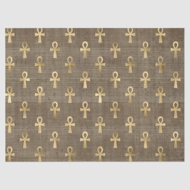 Papel De Seda Ankh Dourado no Egito em Tan Decoupage (Frente )