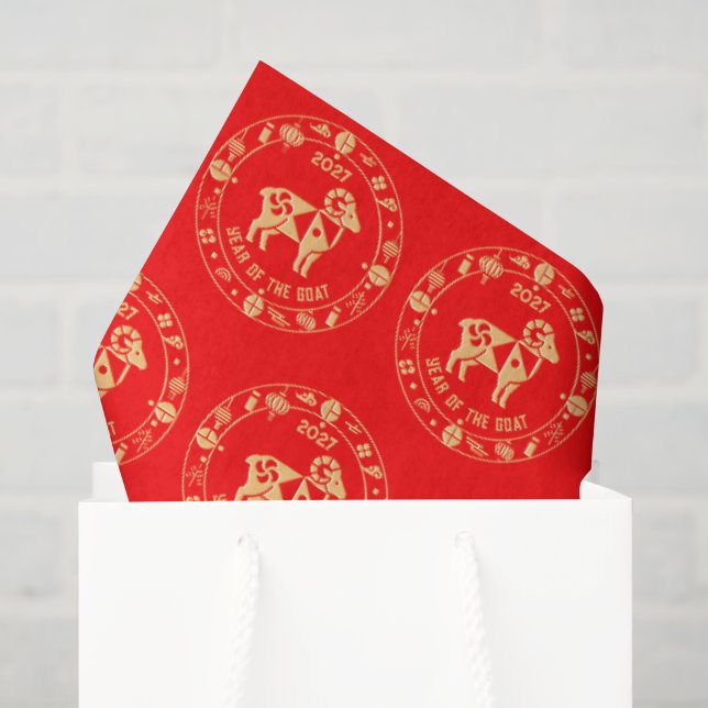 Papel De Seda Ano de Ouro da Cabra 2027 (Sacola de presentes)
