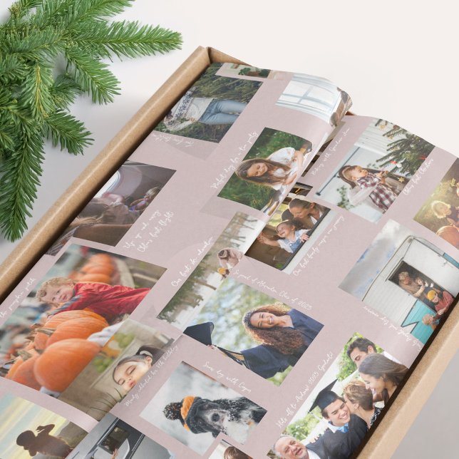 Papel De Seda Ano em Momentos 25 Colagem de Fotos e Legendas da  (Year in Moments 25 Family Photo Collage & Captions Tissue Paper)