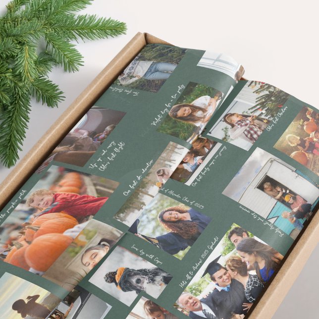 Papel De Seda Ano em Momentos 25 Colagem de Fotos e Legendas da  (Year in Moments 25 Family Photo Collage & Captions Tissue Paper)