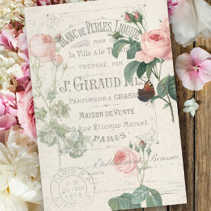 Papel De Seda Anterior Decoupage de Rosa de Ephemera do Redoute 