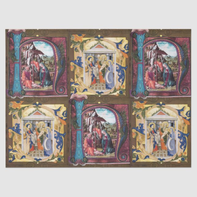 Papel De Seda ANTI-NATIVIDADE MONOGRAMA PARCHES DE NATAL Rosa (Frente )