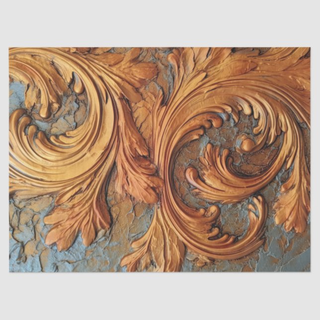 Papel De Seda Anticorpo de cobre enferrujado Ornamento barroco e (Frente )