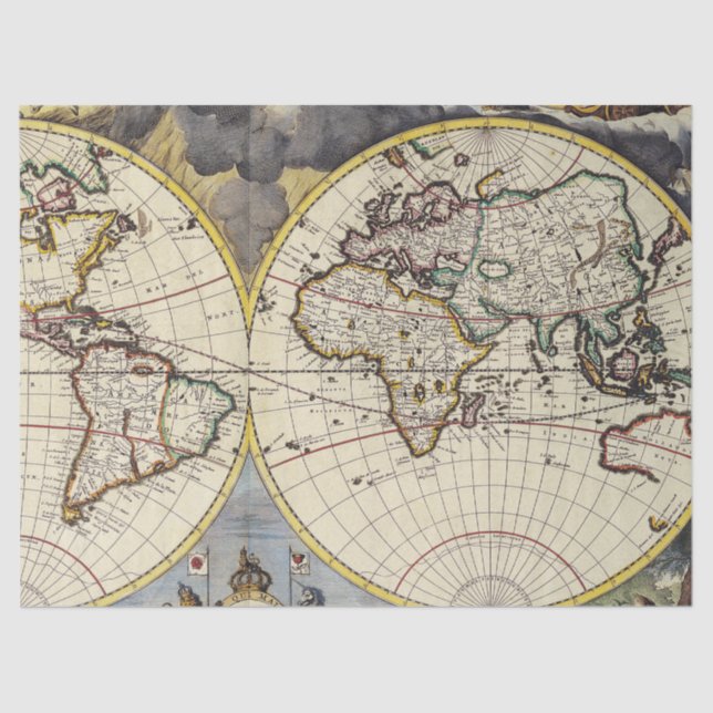 Papel De Seda Antiga Série Map 1 Design 5 (Frente )