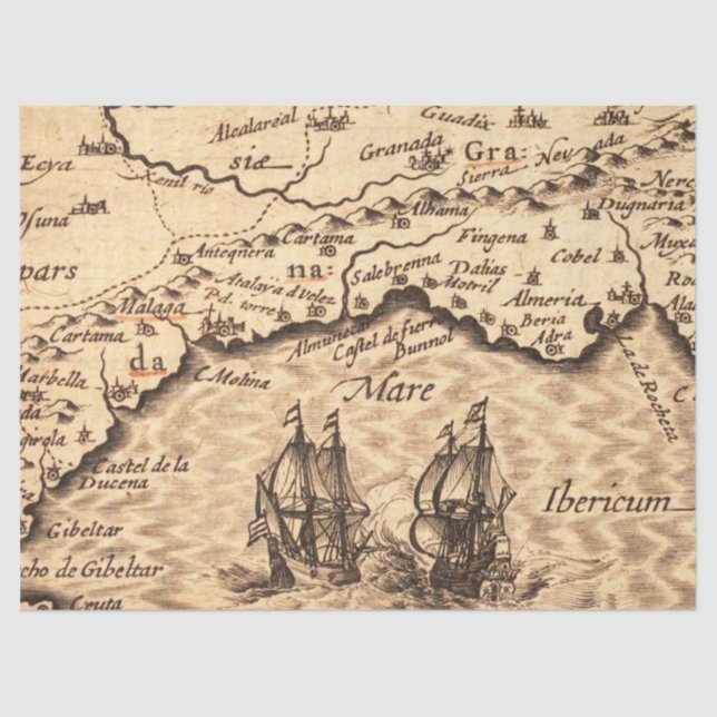 Papel De Seda Antiga Série Map 1 Design 7 (Frente )