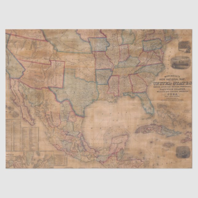 Papel De Seda Antiga Série Map 1 Design 8 (Frente )