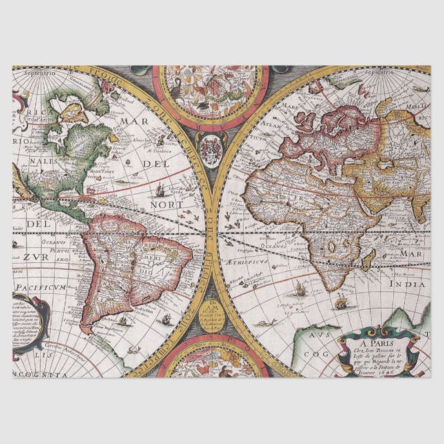 Papel De Seda Antiga Série Map 1 Design 9 (Frente )