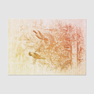 Papel De Seda Antigas Aves Vintage Francesas Nest Red Orange