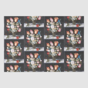 Papel De Seda Antigo Bosschaert Tulipas e Rosas Holandeses Arte