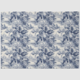 Papel De Seda Antigo Castelo Modern Blue Toile de Jouy