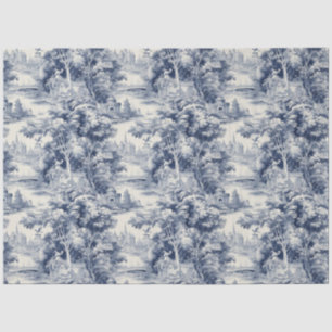 Papel De Seda Antigo Castelo Modern Blue Toile de Jouy