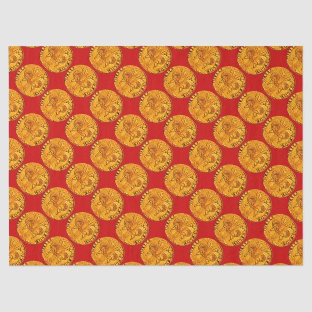 Papel De Seda ANTIGO DOURADO FLORENTINE FORINT Royal Red (Frente )