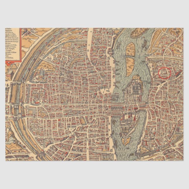 Papel De Seda Antigo Mapa Série 1 Design 15 (Frente )