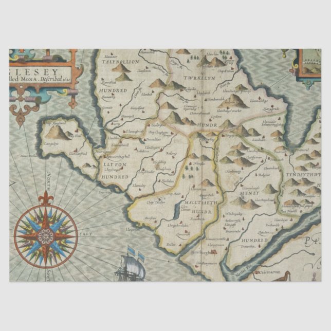 Papel De Seda Antigo Mapa Série 1 Design 16 (Frente )