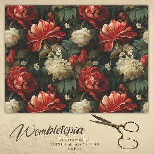 Papel De Seda Antiguamente Vermelho & Creme - Desacoplamento Flo