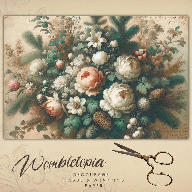 Papel De Seda Antiguidade da Sequência Floral de Natal Floral de (Criador carregado)