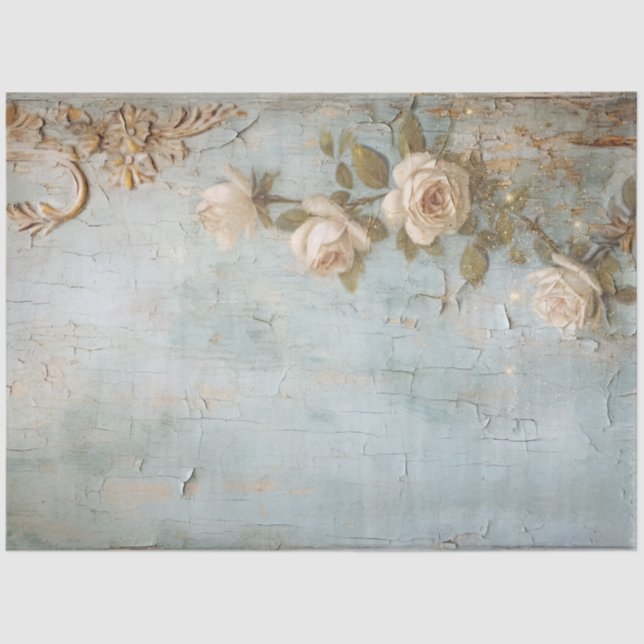 Papel De Seda Antiguidade Design Azul Romance Série 9 (Frente )