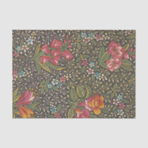 Papel De Seda Antiquado Toile de Jouy 1800s Floral Branches