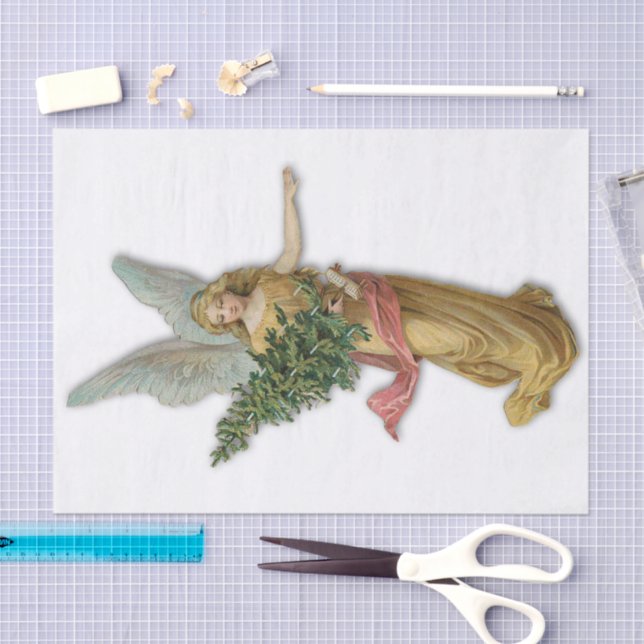 Papel De Seda Antique Christmas Angel Victorian Christian Big    (Arte )